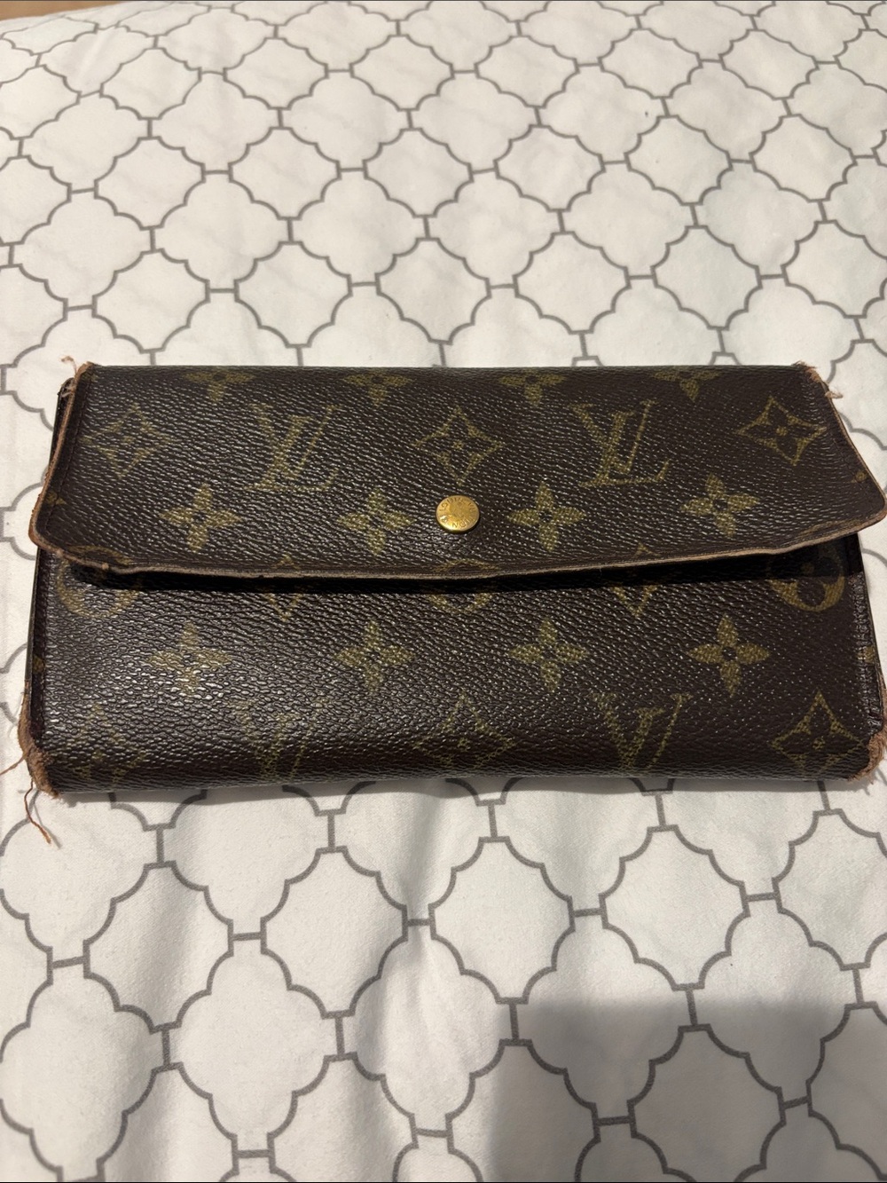Louis Vuitton Brown Monogram Canvas Snap Wallet with Gold Button